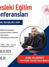 Dijital Yayınlar Daire Başkanı sayın Adil ELZEREY&#39;in sunumlarını gerçekleştireceği konferansa teşrifleriniz bizleri onurlandıracaktır.