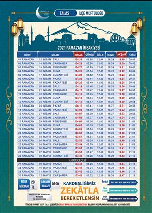 2021 ramazan imsakiyesi talas muftulugu