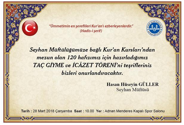 Seyhan Muftulugu 120 Hafiz Icin Tac Giyme Ve Icazet Toreni Ne Hazirlaniyor