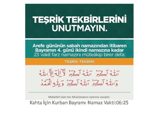 Tesrik Tekbirlerini Unutmayalim