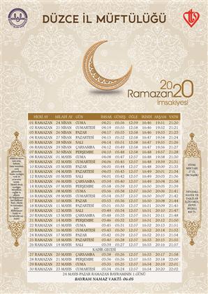 Duzce 2020 Ramazan Imsakiyemiz Hazir