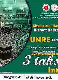Umre Turlarında vade farksız 3 taksit İmkanı