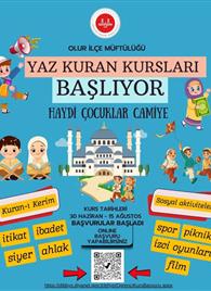 Yaz Kur’an Kursları Kayıtlarımız Başladı