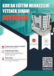 Kur&#39;an Eğitim Merkezleri Yetenek Sınavı Duyurusu