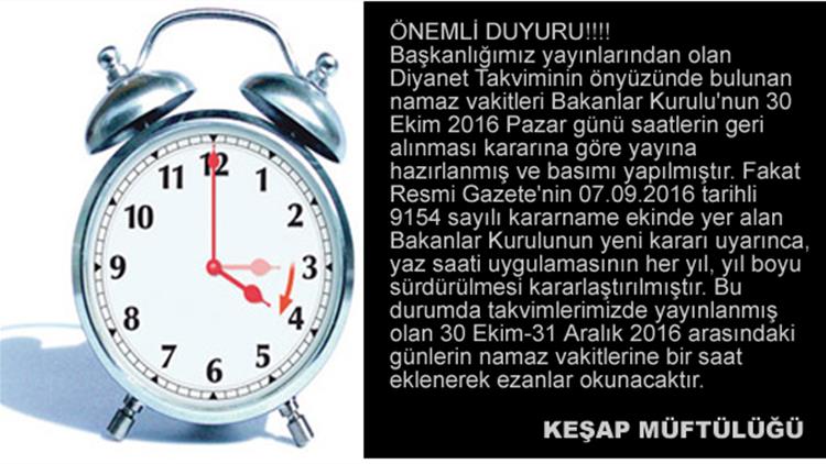 Namaz Saatleri Ile Ilgili Onemli Duyuru