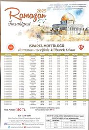2025 Yılı Isparta İli Ramazan İmsakiyesi