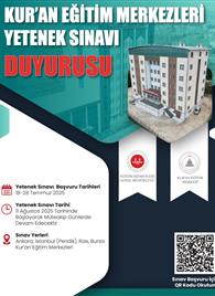 KUR&#39;AN EĞİTİM MERKEZLERİ YETENEK SINAVI DUYURUSU
