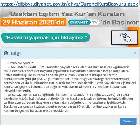 2020 Yili Yaz Kur An Kurslari