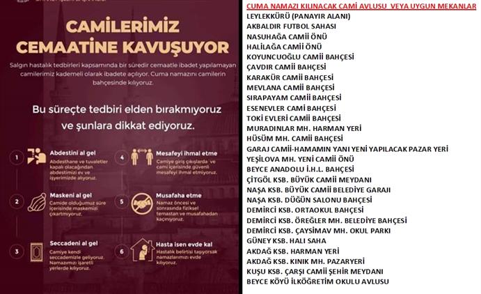 Ilcemizde Cuma Namazi Kilinacak Alanlar Ve Alinacak Tedbirler