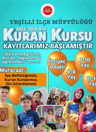 2025–2026 EĞİTİM ÖĞRETİM DÖNEMİ KUR&#39;AN KURSU KAYITLARI BAŞLADI