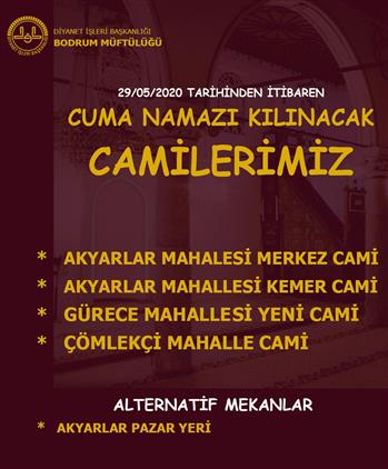 Cuma Namazi Kilinacak Cami Ve Alanlar
