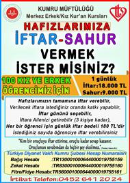 Öğrencilerimize  İftar/Sahur Vermek İster misiniz?