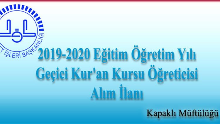 2019 2020 Egitim Ogretim Yili Gecici Kur An Kursu Ogreticisi Alimi