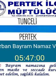 İLÇEMİZDE 20 TEMMUZ 2021 TARİHLİ KURBAN BAYRAMI NAMAZI SAAT: 05: 47&#39;de KILINACAKTIR.